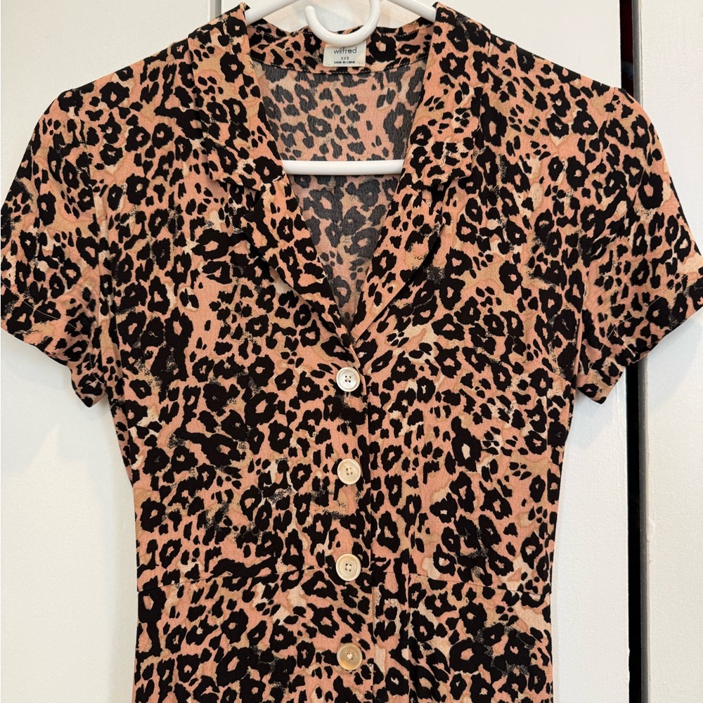 Leopard Print Button-Up Dress